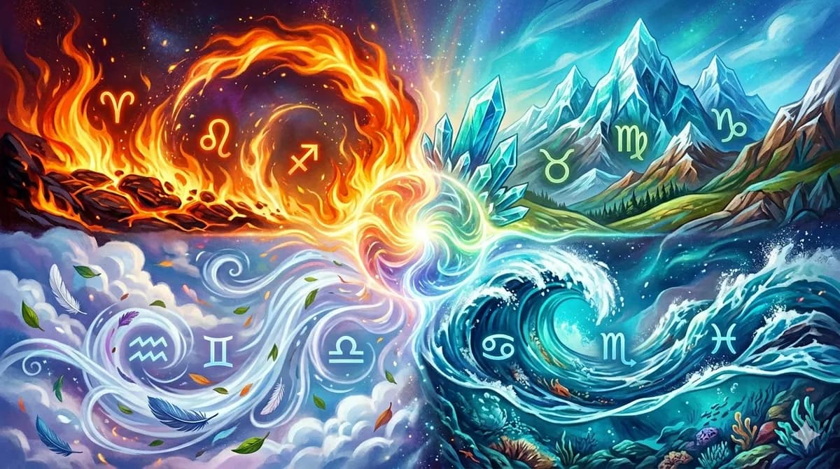 Los 4 Elementos en Astrología: Fuego, Tierra, Aire y Agua