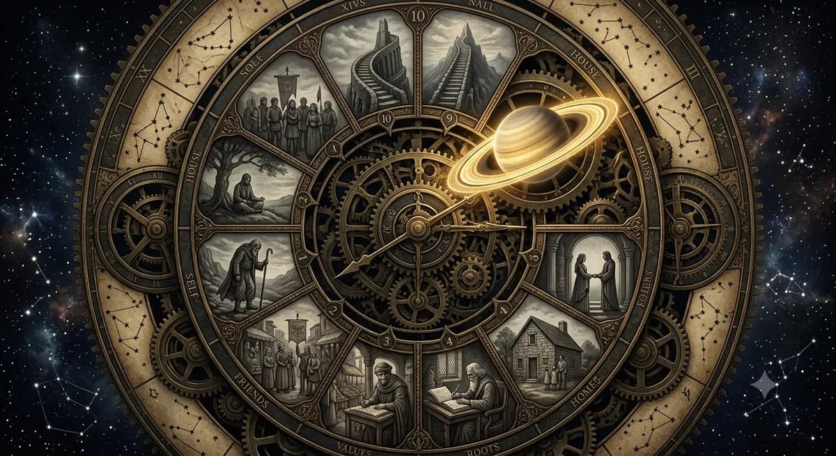 Saturno Transitando las 12 Casas: Lecciones, Tiempos y Crecimiento Personal